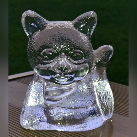 Vintage Clear Crystal Glass Figural Cat Candlestick Holder Partylite - Picture 6 of 10